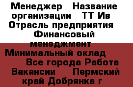 Менеджер › Название организации ­ ТТ-Ив › Отрасль предприятия ­ Финансовый менеджмент › Минимальный оклад ­ 35 000 - Все города Работа » Вакансии   . Пермский край,Добрянка г.